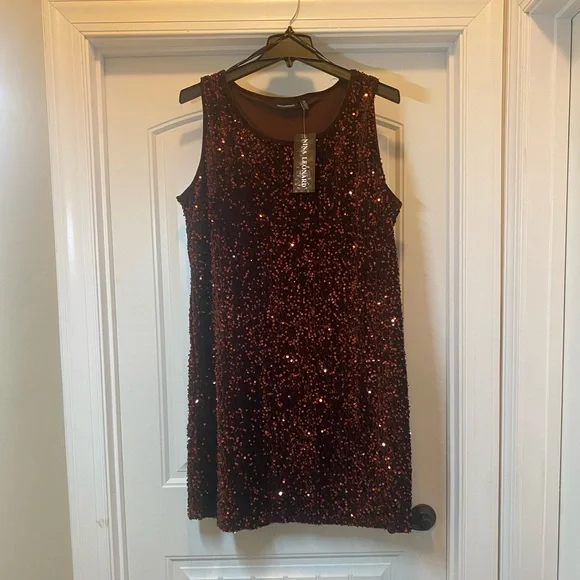 nina leonard sequin dress Nina Leonard Sequin Mock Neck Sweater Dress